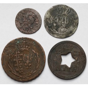 Boratynka koronna 1665, 3-5 groszy 1811 i Żeton 1921 - zestaw (4szt)