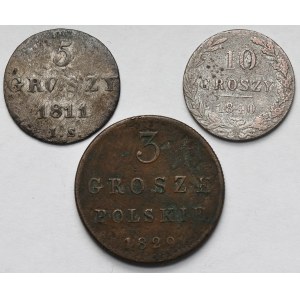 3, 5 i 10 groszy 1811-1840 - zestaw (3szt)