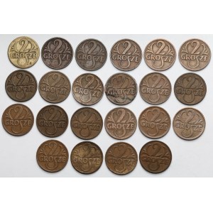 2 grosze 1923-1939 - zestaw (22szt)