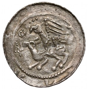 Władysław II Wygnaniec, Denar - Orzeł i Zając - dużo znaków