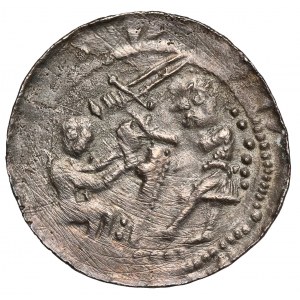 Władysław II Wygnaniec, Denar - Orzeł i Zając - dużo znaków
