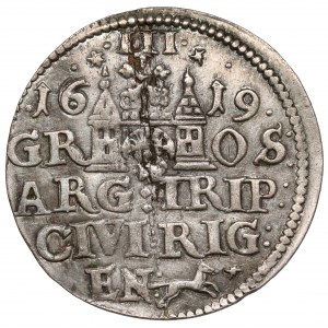 Zygmunt III Waza, Trojak Ryga 1619 - średnie popiersie