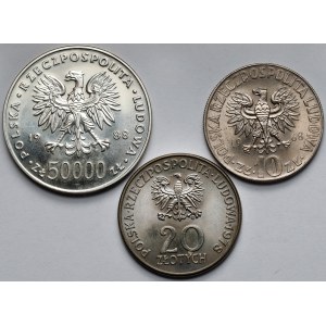 10 - 50.000 złotych 1968-1988 - w tym Z ŁEZKĄ - zestaw (3szt)