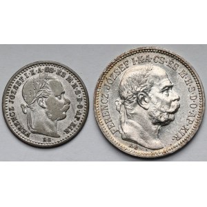 Węgry, Franciszek Józef I, 10 krajcarów 1870 i Korona 1916 - zestaw (2szt)