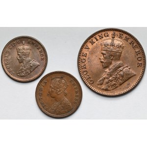 Indie, Wiktoria i Jerzy VI, od 1/4 do 1/12 anna 1901-1933 - zestaw (3szt)