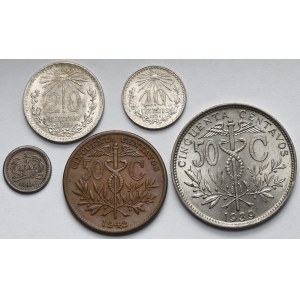 Boliwia i Meksyk, od 1/4 reala do 50 centavos 1872-1942 - zestaw (5szt)