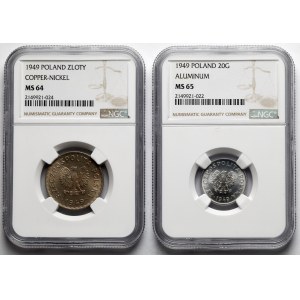 20 groszy i 1 złoty 1949 - zestaw (2szt)