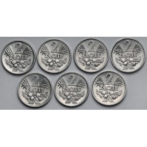 2 złote 1958-1974 - zestaw (7szt)
