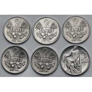 2 i 5 złotych 1959-1972 - zestaw (6szt)