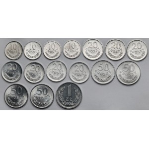 10 groszy - 1 złoty 1949-1985 - zestaw (16szt)
