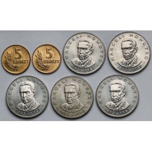 5 groszy 1949 B i 20 złotych 1983 Nowotko - zestaw (7szt)