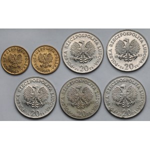 5 groszy 1949 B i 20 złotych 1983 Nowotko - zestaw (7szt)