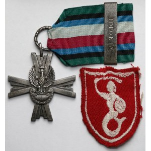 PSZnZ, 2 Korpus Polski, naszywka - Syrenka i Krzyż Czynu Bojowego PSZnZ - zestaw (2szt)