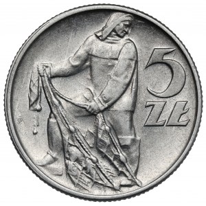 5 złotych 1958 Rybak - wąska ósemka