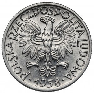 5 złotych 1958 Rybak - wąska ósemka