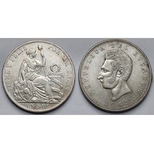 Peru i Ekwador, Sol 1890 i 5 sucres 1943 - zestaw (2szt)