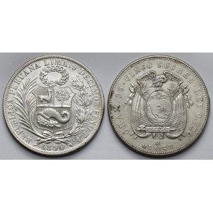 Peru i Ekwador, Sol 1890 i 5 sucres 1943 - zestaw (2szt)