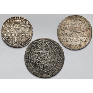 Zygmunt III Waza i Jan II Kazimierz, Trojaki 1591-1599 i Szóstak 1664 - zestaw (3szt)