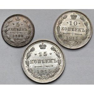 Rosja, 5-15 kopiejek 1890-1915 - zestaw (3szt)