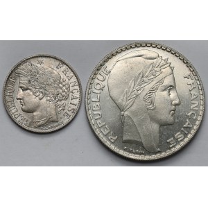 Francja, 1-20 franków 1895-1943 - zestaw (2szt)