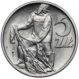 5 złotych 1958 Rybak - wąska ósemka