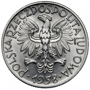 5 złotych 1958 Rybak - wąska ósemka