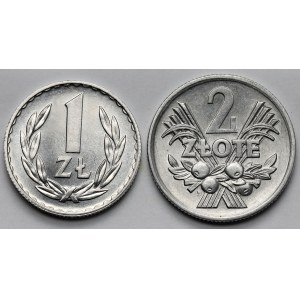 1 złoty 1975 i 2 złote 1971 - zestaw (2szt)