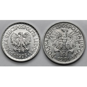 1 złoty 1975 i 2 złote 1971 - zestaw (2szt)