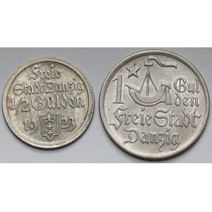 Gdańsk, 1 i 1/2 guldena 1923 - zestaw (2szt)