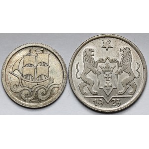Gdańsk, 1 i 1/2 guldena 1923 - zestaw (2szt)