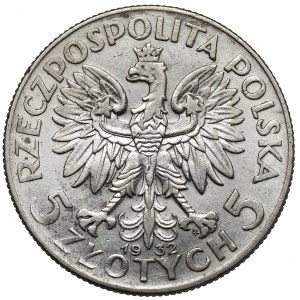 Głowa Kobiety 5 złotych 1932 ze znakiem, Warszawa - rzadkie
