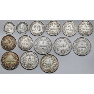 Niemcy, od 20 fenigów do 1 marki 1874-1916 (14szt)