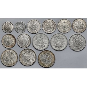 Niemcy, od 20 fenigów do 1 marki 1874-1916 (14szt)