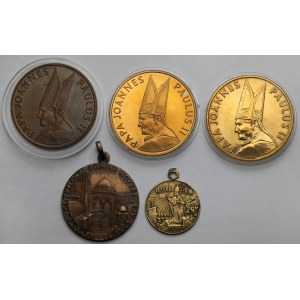 Watykan, Medale 1901-1993 - w tym Jan Paweł II - zestaw (5szt)