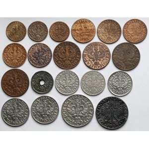 II RP i Generalna Gubernia, 1 - 50 groszy 1923-1938 - zestaw (20szt)