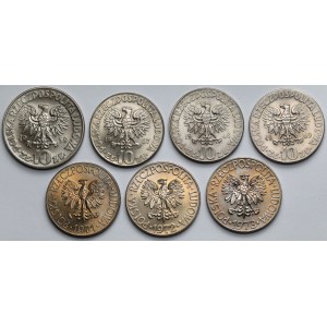 10 złotych 1959-1973 Kopernik i Kościuszko - zestaw (7szt)