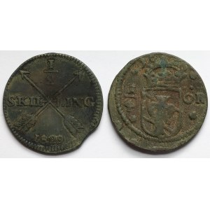 Szwecja, 1/4 ore 1636 i 1/2 skilling 1829 - zestaw (2szt)