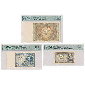 Zestaw 2-50zł 1929-36 w PMG 64-66 (3szt)