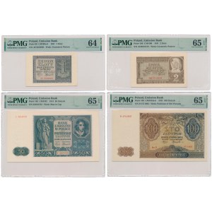 Zestaw od 1 do 100 złotych 1941 w PMG 64-65 (4szt)