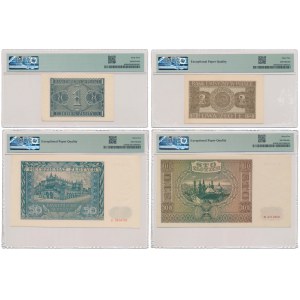 Zestaw od 1 do 100 złotych 1941 w PMG 64-65 (4szt)
