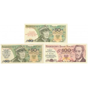 Zestaw 2x 50 i 100 zł 1988 - z nadrukami okolicznościowymi (3szt)