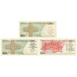Zestaw 2x 50 i 100 zł 1988 - z nadrukami okolicznościowymi (3szt)