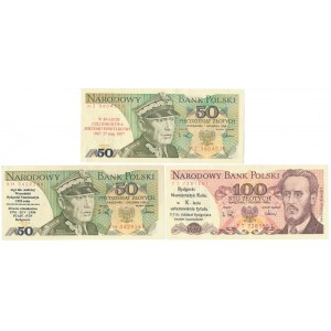Zestaw 2x 50 i 100 zł 1988 - z nadrukami okolicznościowymi (3szt)