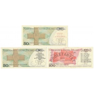 Zestaw 2x 50 i 100 zł 1988 - z nadrukami okolicznościowymi (3szt)