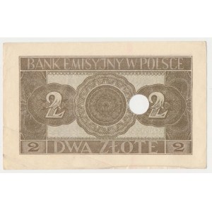 2 złote 1941 - AG - skasowane perforacją i czerwonym skreśleniem