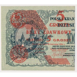 5 groszy 1924 - lewa połowa
