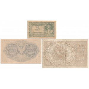 Zestaw 5, 100 i 1.000 mkp 02-05.1919 (3szt)