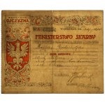 Pokwitowanie Ministerstwa Skarbu ofiary na Skarb Narodowy 1919