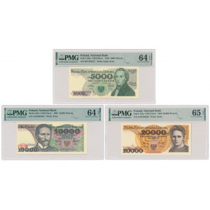 5.000, 10.000 i 20.000 zł 1982-1989 - zestaw (3szt)