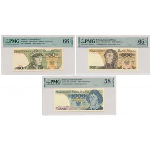 Zestaw 50, 500 i 1.000 zł 1982-1986 (3szt)